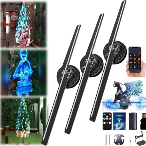 3D Hologram LED Fan Projector, 3D Hologram Led Fan Projector Halloween, 3d Hologram Led Fan Projector Christmas Tree, 3D Hologram Fan, Vivid Colors, Convenient Controls for Festivals Events