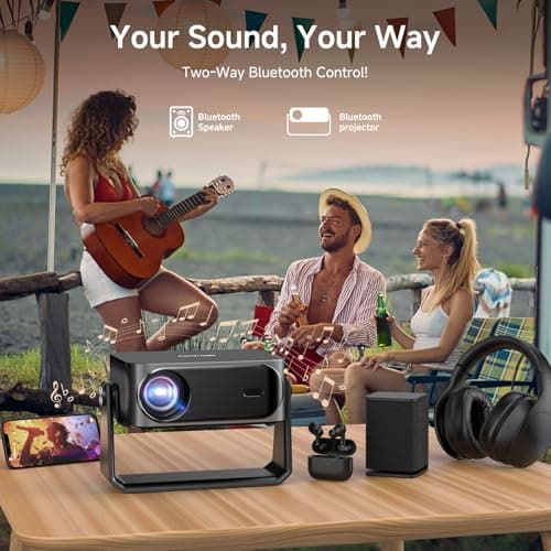 [2000 ANSI/Auto Focus & Keystone/Built-in APP] 4K Outdoor Projector with Wifi and Bluetooth, Smart Portable Projector with Built in Apps YouTube/PrimeVideo & Dolby, Home Theater Projector with HDR10+ 9