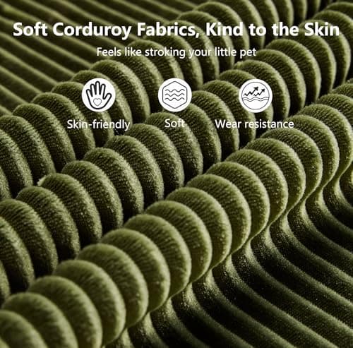 98.4" Green Sectional Sofa Cloud Modular Sectional Couch with Chaise,Corduroy Sectional Couches L-Shaped Modern Upholstered Sofa with Deep Seat for Living Room and Bedroom,No Assembly Required(Green) 5