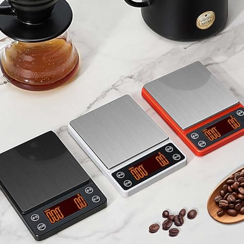 LUCKCENLY Espresso Scale with Timer 3kg/0.1g Accuracy Coffee Bean Scale Digital Portable Rechargeable Auto Tare Smart Water Flow White 8