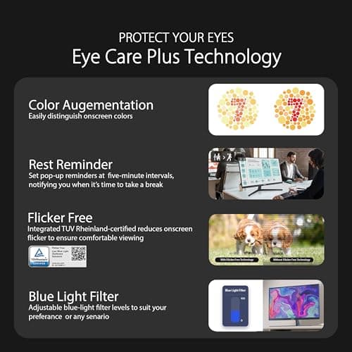 ASUS 27” 1080P Eye Care Monitor (VU279CFE-B) - Full HD, IPS, 100Hz, Adaptive-Sync, USB-C, Ambient Light Sensor, Height Adjustable, Cable Clip, EyeCare+ Technology, 3 Year Warranty, Quiet Blue Color 5