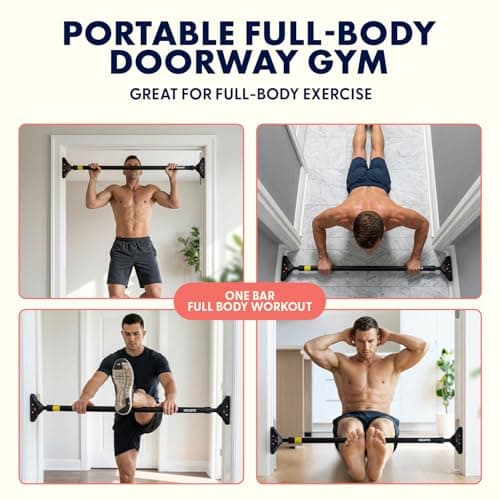 Squatz Doorway Pull Up Bar, Adjustable 29.5-37" Door Frame Pull Up Bar with Level Meter, Locking Mechanism & Foam Grips, No Drill Chin Up Bar for Door Frame, Portable Design for Home Workouts 6