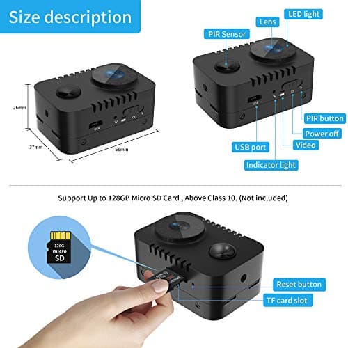 EDIACE HD 1080p Mini Spy Camera with PIR Motion Detector and Night Vision Small Nanny Cams Portable Indoor Video Cameras Home Security Surveillance Cam 60 Days Standby-(No WiFi),1 pack 5