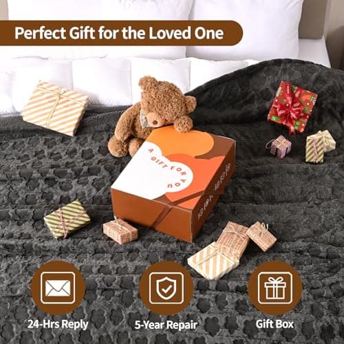 Bearhug Electric Blanket Twin Size 62" x 84", Grey Flower Patterns Faux Fur & Warm Sherpa Heated Blanket, 10 Heating Levels & 1-12H Auto Off, ETL Certified, Machine Washable 6