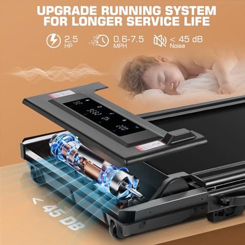 ANCHEER 4 in 1 Under Desk Treadmill with Incline - 2s Folding/Max 300 lb Capacity Walking Pad - Compact Electric Treadmill for Home, Gym, or Office with LED Touch Screen and Remote Control 6