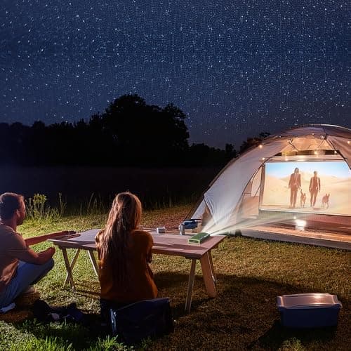 AnyBeam UP" Mini Laser Scanning Camping Projector for iPhone 15,16/Android , Focus-free, 720p, 100" Projection Size, 34 ANSI, 4K Compatible, Auto Keystone, Low Power Consumption, USB-C DisplayPort 5