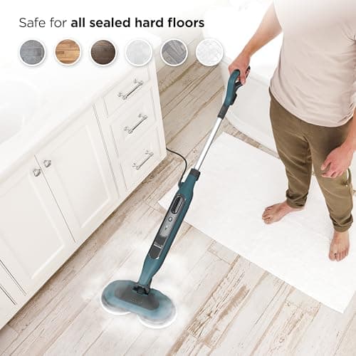 Shark Steam & Scrub All-in-One Scrubbing and Sanitizing Hard Floor Steam Mop, 2 Steam Modes, 2 Dirt Grip Soft Scrub Pads Included, XL Removable Water Tank, Swivel Steering, Teal, S8002BRN 9