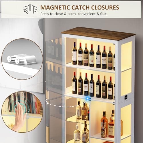 Lvifur 71” Display Cabinet with Glass Doors, Modern Curio Cabinet with 3 Color Lights, 7-Tiers Glass Display Cases for Collectibles, Tall Lego Storage Cabinet with Human Body Sensor (White) 8