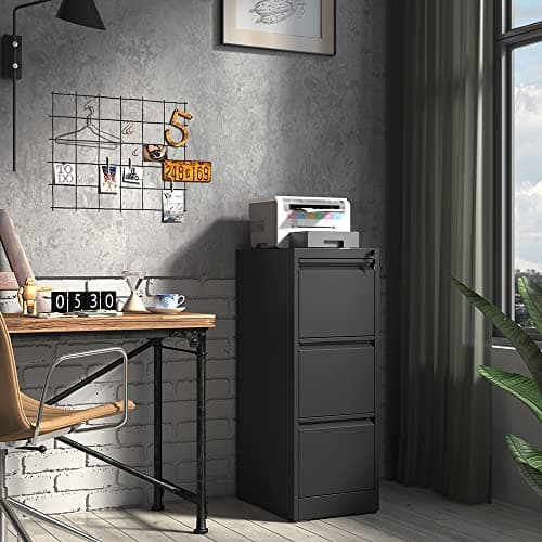 IKIMI 3 Drawer File Cabinet,Metal Filing Cabinets for Home Office,Vertical File Cabinet with Lock,Heavy Duty Metal Storage Cabinet for A4/Letter/Legal Size Files,Assembly Required 7