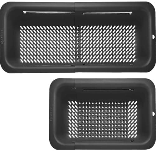 LASSHSWA Collapsible Colander for Kitchen, Over the Sink Strainer Basket for Kitchen, Fruit Pasta Food Strainer Expandable Plastic Colander BPA Free (Black)