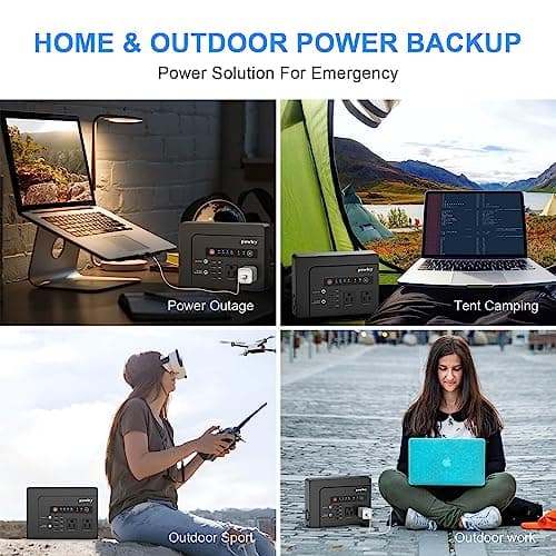 powkey 200W Portable Power Bank with AC Outlet, 146Wh Rechargeable Backup Lithium Battery, 110V Pure Sine Wave AC Outlet for Outdoor RV Trip Travel Home Office Emergency 6