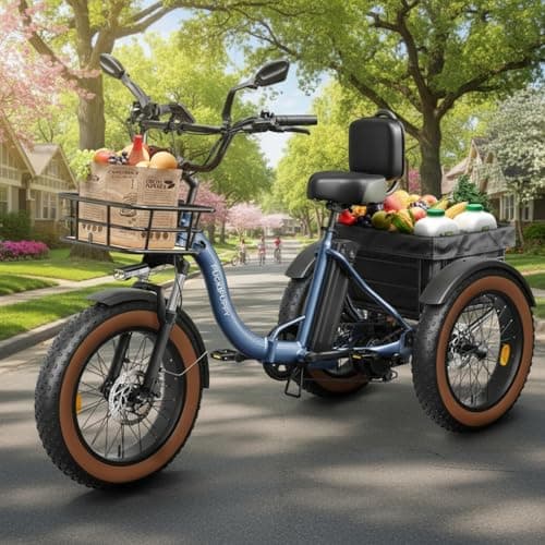 Electric Tricycle for Adults, 960W Max Rear Motor Electric Trike with 48V 648Wh Battery, 20" 6061 Aluminum Folding Ebike Frame, 55 Miles Range Cargo Tricycle with Large Basket, 20MPH 3 Wheel Alaskan A