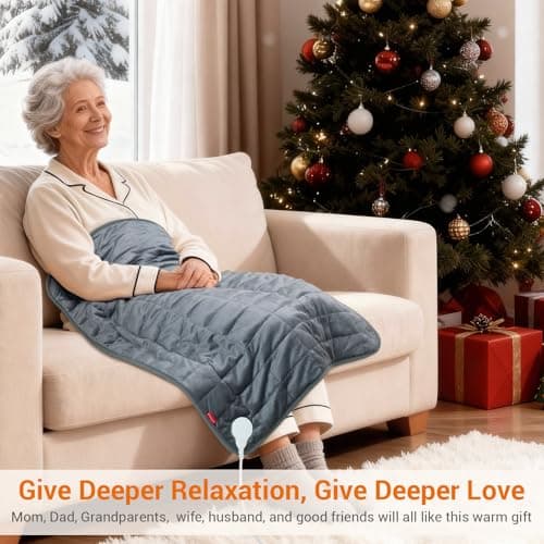 Comfytemp Far Infrared Large Heating Pad 27"×35" for Deeper Back & Period Relaxation, FSA Eligible Weighted Electric Heat Pad with Evenly Filling Ceramic Bead for Better Fit, HSA King Size Heated Pad 8