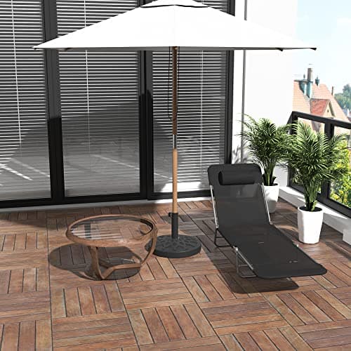 Outsunny Folding Chaise Lounge Pool Chairs, Outdoor Sun Tanning Chairs with Pillow, Reclining Back, Steel Frame & Breathable Mesh for Beach, Yard, Patio, Black 8