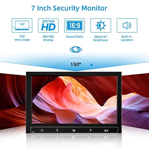 AISHICHEN 7 Inch Small Monitor, Raspberry Pi Screen Built-in Speakers, Mini Display 1024 x 600, 60 Hz, 5ms, IPS Screen Display w/Remote Control, HDMI VGA AV BNC Input, Computer PC Monitor 2