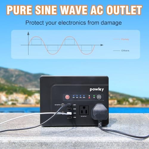 powkey 200W Portable Power Bank with AC Outlet, 146Wh Rechargeable Backup Lithium Battery, 110V Pure Sine Wave AC Outlet for Outdoor RV Trip Travel Home Office Emergency 5