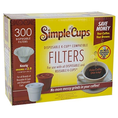 Disposable Paper Coffee Filters 300 Count - Compatible with Keurig, K-Cup machines & other Single Serve Coffee Brewer Reusable K Cups - Use & Make Your Own Pods - Works with All Brands, Gift 5