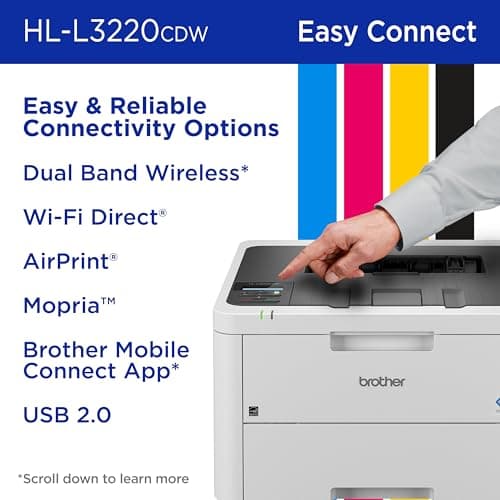 Brother HLL3220CDW Wireless Compact Color Laser Printer, Duplex and Mobile Device Printing | Includes 2 Month Refresh Subscription Trial¹, Amazon Dash Replenishment Ready (Renewed Premium) 6