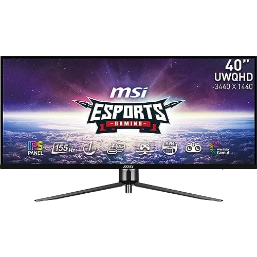 msi MAG 401QR, 40" Gaming Monitor, 3440 x 1440 (UWQHD), IPS, 155Hz, FreeSync Premium, HDR400, HDMI, Displayport, USB C, Tilt, Black