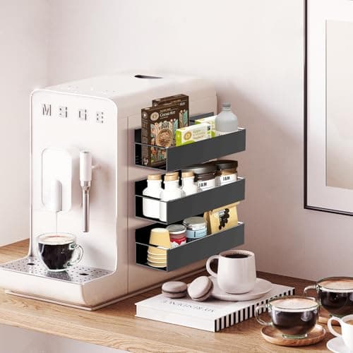 SMRCAD Magnetic Spice Rack Organizer for Fridge Seasoning Organizer for Kitchen storage with Screw Magnetic Shelf with Hook for Refrigerator and Oven (6pack-Black) 5