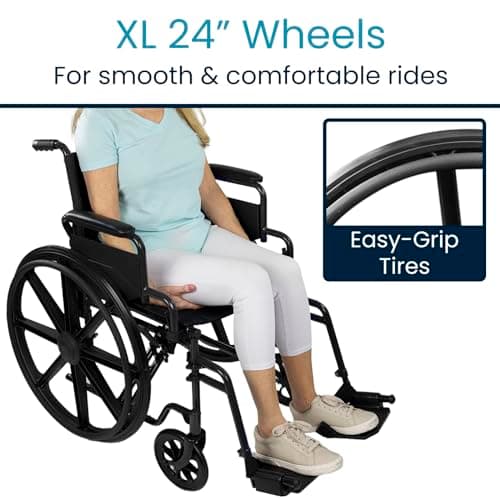 Vive Bariatric Wheelchair for Adults (Supports 400 lbs) - Foldable, Heavy Duty, Manual & Transport Wheel Chair - Portable Senior Drive Travel Scooter for Transfers - Wide 20" Seat 8