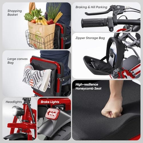 ChiefCarOfficer 3 Wheel Mobility Scooter for Seniors Adults 300 lbs, 700W, 48V10AH Battery Travel Folding Scooters Lightweight Handicap Scooter Elderly Collapsible Electric Mobility Scooters Foldable 7