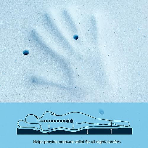 Bodipedic Essentials 3 Inch Memory Foam Mattress Topper, Gel Infused Mattress Topper, Ventilated Design, CertiPUR-US Certified Foam, Blue 6