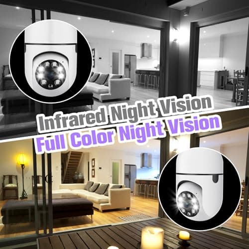 ratolo Security Camera Indoor Wireless WiFi Outdoor Home E27 360 Degree Panoramic Home Security Cameras IP Camera Motion Detection and Alarm Two-Way Audio 2pack 6