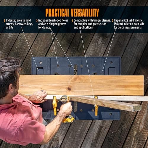 Express Folding Worktable, Easy Setup Portable Folding Workbench, 34" W x 24" D Lightweight Versatile Worktable with 1650 Lbs Load Capacity Work Benches for DIY Home Improvements Professional Worksite 6