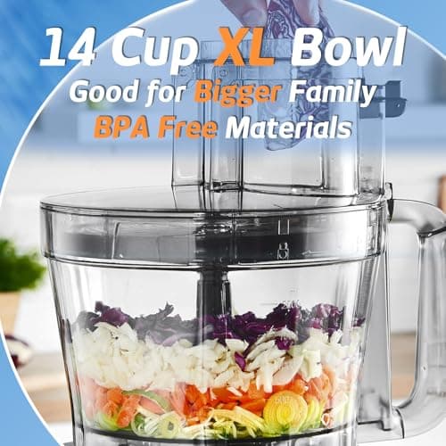 Magiccos 14-Cup French-Fry-Cutter Storage-Drawer Food-Processor - XL Bowl, Large Chute & Storage Drawer, Slicing & Shredding, Chopping & Mixing, For Cheese, Meat & Veggie Prep (Inox Silver) 5