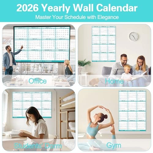 24" x 36" 2026 Wall Calendar, Folded Wet & Dry Erase Wall Calendar 12 Month, Annual Yearly Planner Yearly Laminated Calendar 2026 Horizontal/Vertical, with Julian Dates 7
