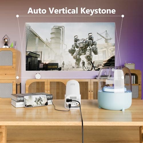 Sucetiho Mini Projector with WiFi & Bluetooth, Portable Smart Android Home Theater Projector for Outdoor Movies, Gaming & Presentations, Compatible with Smartphone, HDMI, USB, AV, Fire TV Stick, PS5 8