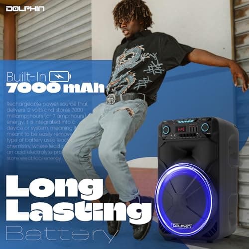 Dolphin BoxParty 1500: High Power 15" Woofer w/Loud & DEEP BASS | Portable Party Bluetooth Speaker with Sound Activated Lights 7
