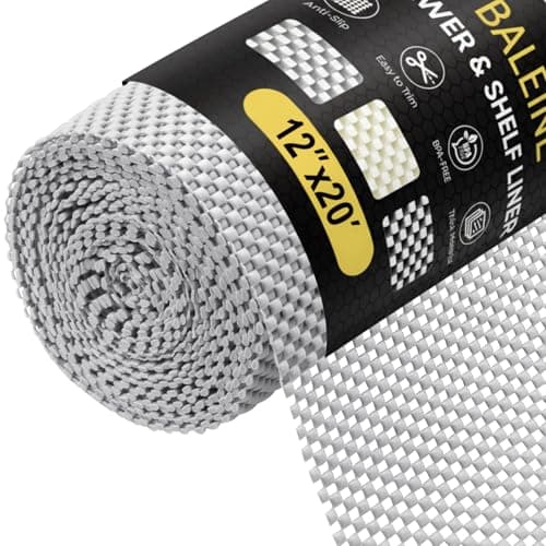 BALEINE Cabinet Liner, 12 in x 20 Ft Drawer and Shelf Liner for Kitchen Cabinets Non-Adhesive, Non-Slip Protect Desks, Cupboard, Drawers, Shelves, Tableware (Gray)