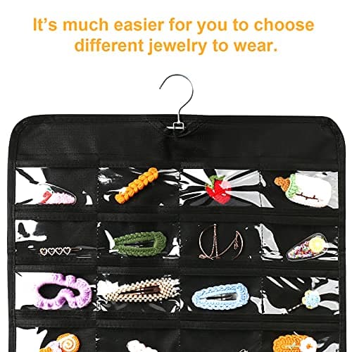 Luney Hanging Jewelry Organizer, 80 Pockets Earring Holder Organizer with Pockets for Woman, for Hanging Earrings, Necklaces, Bracelets, Rings, Storage, Closet(1PCS, No Zipper) 6