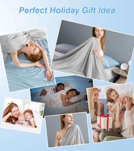 jiaao Cooling Comforter King/Cali King, Double-Sided Cooling Blanket for Hot Sleepers, Soft, Lightweight, Breathable Bedding for Night Sweats, All Season Cooling Comforter, 106"x90", Gray 6