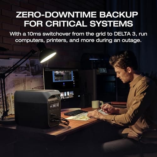 EF ECOFLOW DELTA 3 Portable Power Station, 1024Wh LiFePO4 Battery, Full Charge in 56 Min, 1800W AC/100W USB-C Output, Solar Generator(Solar Panel Optional) for Home Backup Power, Camping & RVs 8