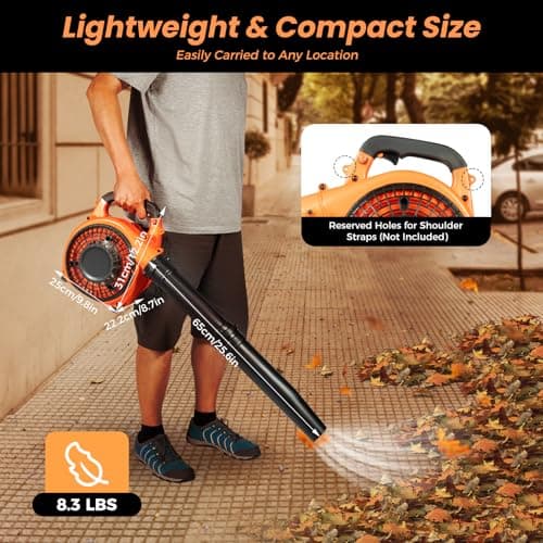 Handheld Gas Blower, 2-Stroke Gas Powered Leaf Blower, 750W 25.4cc Gasoline Grass Sweeper for Lawn Care, Snow Blowing & Yard Cleaning, Heavy Duty Grassland Cleaning Machine 5