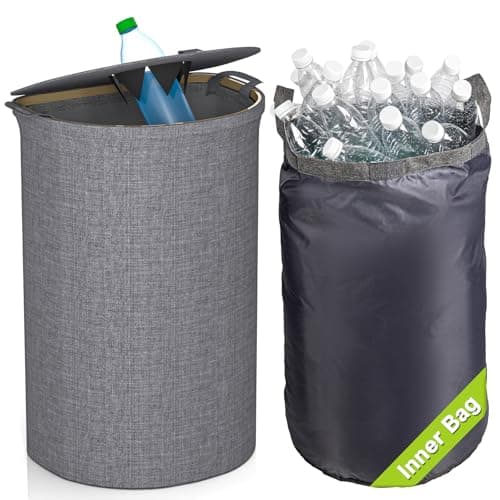 Toffos Recycling Bin for Kitchen Indoor Home, Large 27 Gallon 105L Recycle Bin with Lid and Removeable and Reusable Inner Bag for Bottles Cans Glass Plastics