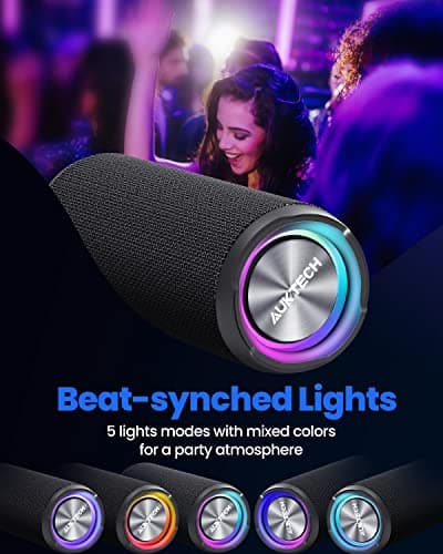 AUKTECH 30W Portable Bluetooth Speaker, IPX7 Waterproof, 24H Playtime, LED Lights, Bluetooth 5.3, Wireless Speaker for Outdoor, Home, Party, Beach, Shower 7