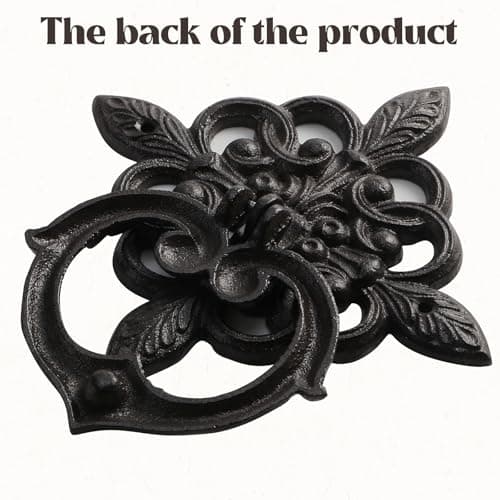 Bolifish Black Antique Front Door Knocker, Gothic Cast Iron Petal Leaf Door Handle Decoration Outdoor、Home Garden and Farmhouse (1 Pack) 5