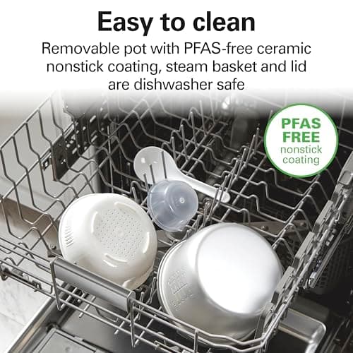 Hamilton Beach Digital Programmable Rice Cooker & Food Steamer, with Slow Hard-Boiled Egg Functions, Egg/Steam Tray, Small & Compact, 6 Cups Cooked (3 Uncooked), Stainless Steel (37524) 8