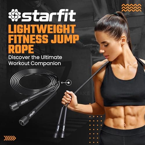 STARFIT Adjustable Lightweight Jump Rope - Tangle-Free Design for Cardio, HIIT, and Endurance Training - Durable Fitness Skipping Rope for All Levels. 5