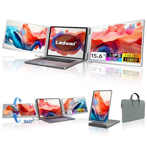 Laptop Screen Extender, 15.6" FHD Laptop Monitor Extender, Triple Portable Monitor for 12"-18.5" Laptops, Plug & Play, 360° Rotation Screen, Compatible with MacOS/Wins/Switch/Surface
