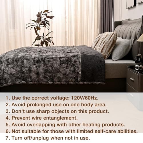 Bearhug Electric Blanket King Size 100"x 90", Dual Controllers Heated Blanket, Reversible Faux Fur & Sherpa, Over-Heat Protect, 10 Heating Levels, ETL, Machine Washable 5