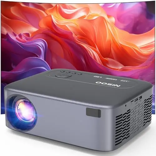 【Electric Focus】NISOO Native 1080P Projector, 4K Supported Projector with WiFi and Bluetooth, Zoom Function, Outdoor Movie for Phone/Laptop/TV Stick/DVD/USB/HDMI