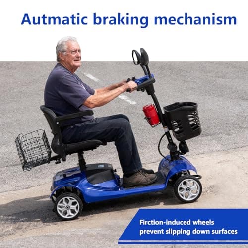 4 Wheel Compact Mobility Scooter for Seniors and Adults,Foldable Electric Scooter, Heavy Duty Travel Model with Lights, Basket, and Long-Lasting Battery 7