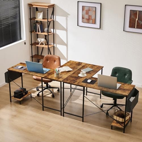 Sweetcrispy L Shaped Computer Desk - Gaming Corner 80 Inch PC White Writing Study Student Table with Wooden Desktop CPU Stand Side Bag Reversible for Home Office Room Small Space, Rustic 8