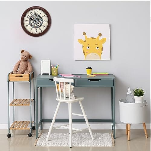 Evelyne LED Round Wall Clock - 12.5" Victorian Style Dial, Battery Operated, Night-time Sensor - Easy-to-Read Analog for Bedroom, Office & Living Room 6