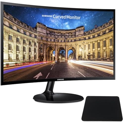 SAMSUNG 24 Inch Curved Computer Monitor, LC24F390FHNXZA LED Screen 60Hz Full HD 1080P Gaming Slim Design for Home and Office use, Black Mouse Pad Included
